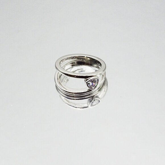 KENDRA SCOTT Arden Rhodium Plated & Cubic Zirconia Set of Two Rings Size  7.5 - Picture 6 of 7